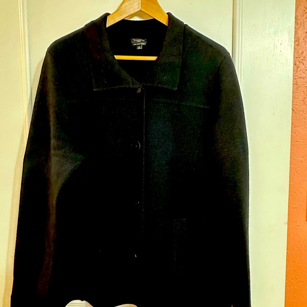 Women's Rich Black Sweater Jacket Size 1X by Talbots PERFECT 3rd PIECE!!!!